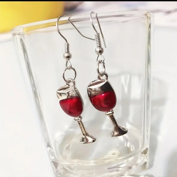 NWT Red Wine Glass Earrings 🍷 - Picture 2 of 4